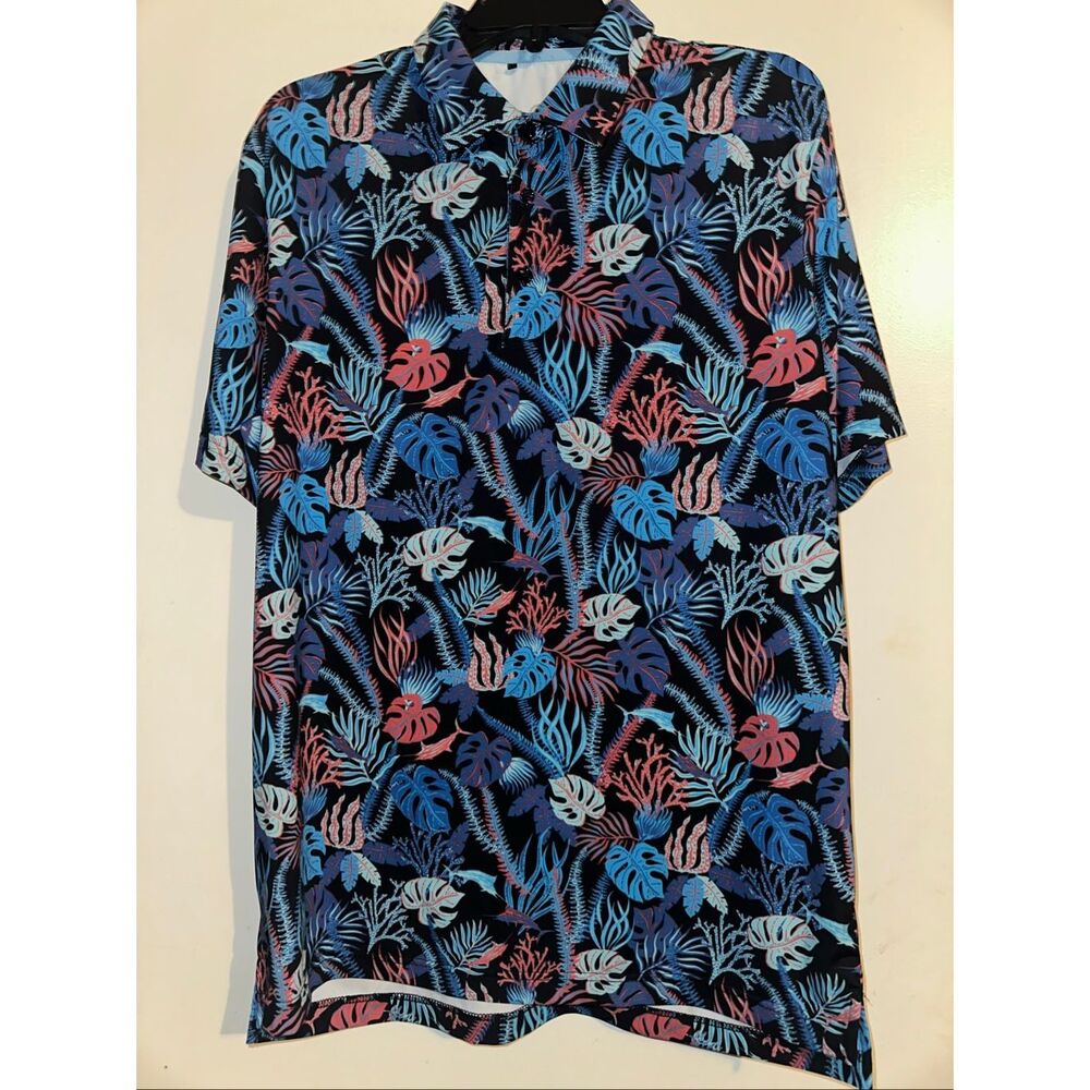 SCALES Marlin Crush Short Sleeve Polo blue Medium M Retails $80 sold out